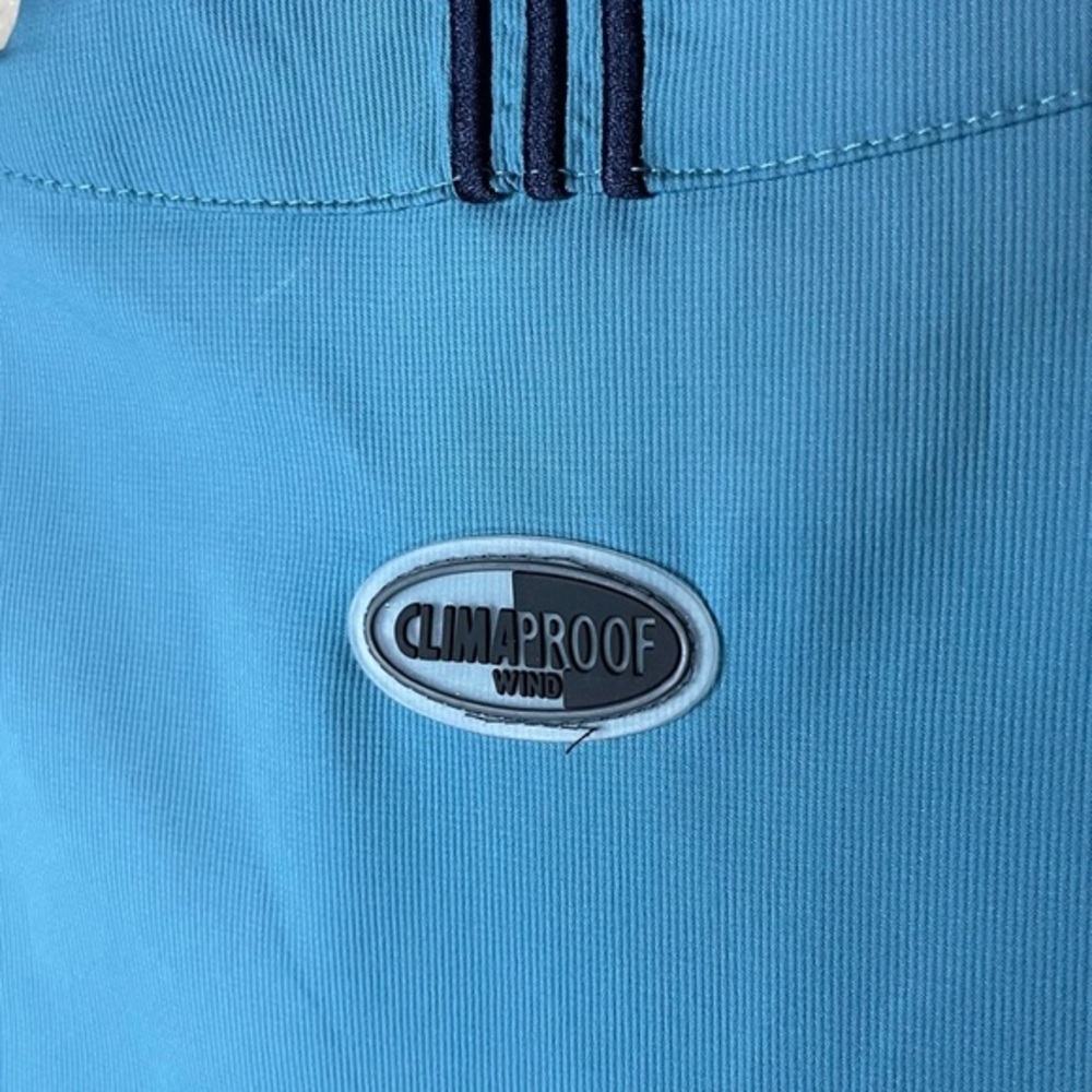 Adidas Climaproof Wind Light Blue Navy Quarter Zip Pullover Windbreaker Medium - Picture 4 of 10
